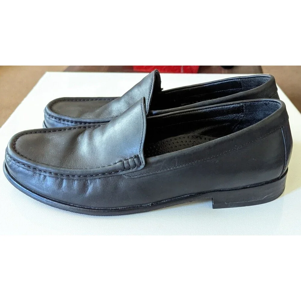 Cole Haan Mens Black Leather Loafers Dress Shoes sz 9M Skid Resistant Slip on